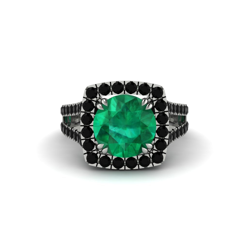 Emerald Pave Split Shank Engagement Ring - Averie No. 36