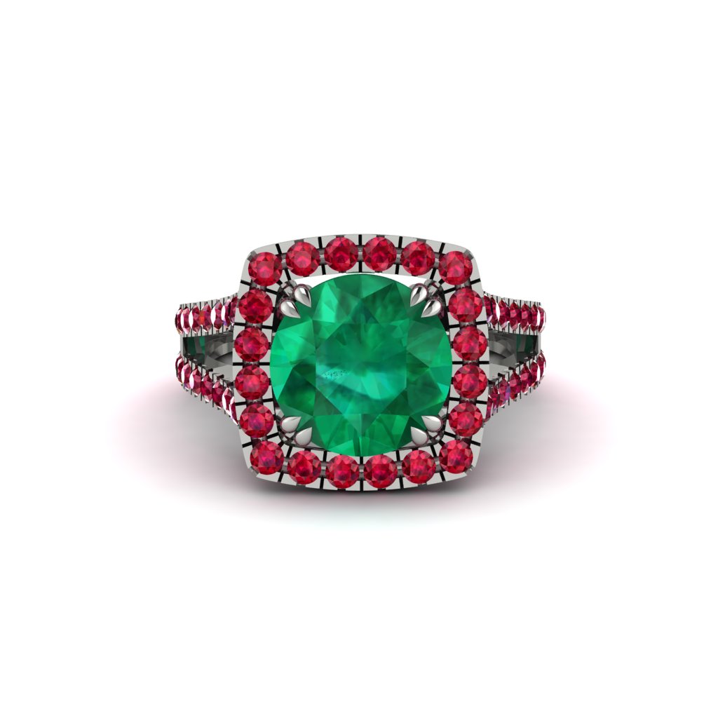 Emerald Pave Split Shank Engagement Ring - Averie No. 51