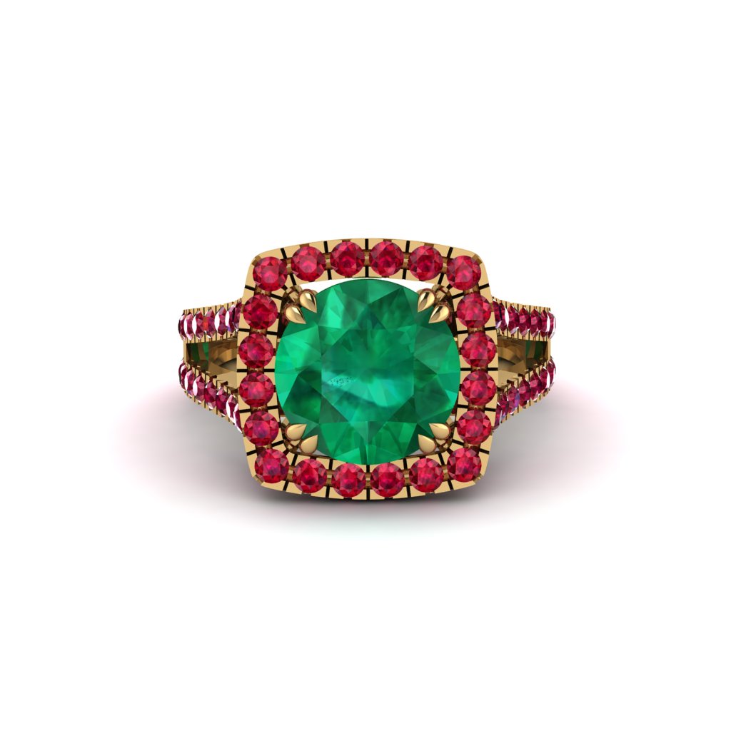 Emerald Pave Split Shank Engagement Ring - Averie No. 49