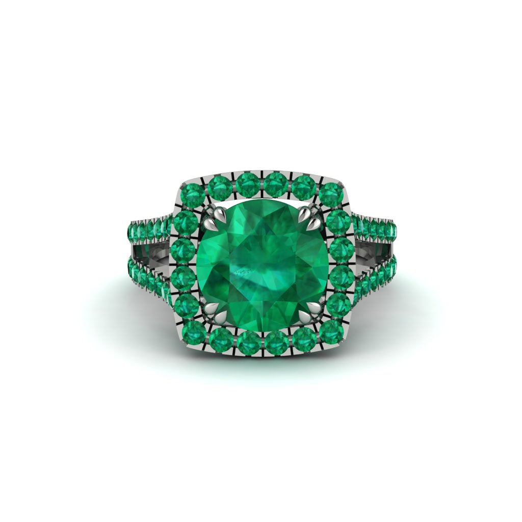 Emerald Pave Split Shank Engagement Ring - Averie No. 21