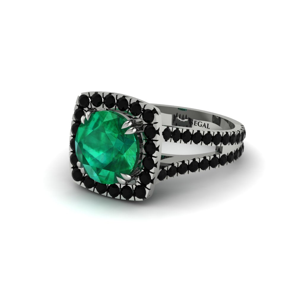 Emerald Pave Split Shank Engagement Ring - Averie No. 36