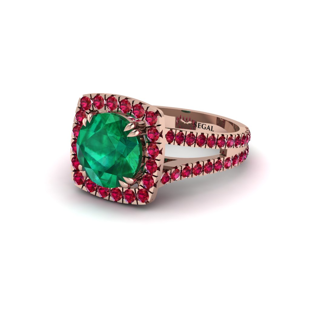 Emerald Pave Split Shank Engagement Ring - Averie No. 50