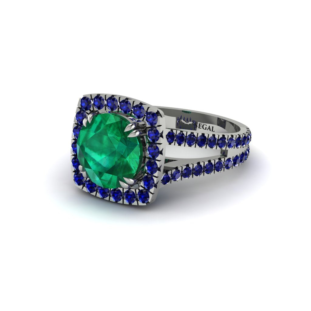 Emerald Pave Split Shank Engagement Ring - Averie No. 66