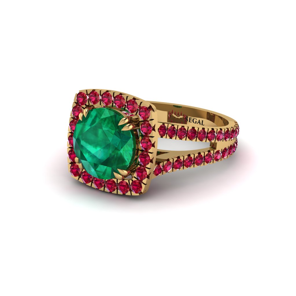 Emerald Pave Split Shank Engagement Ring - Averie No. 49