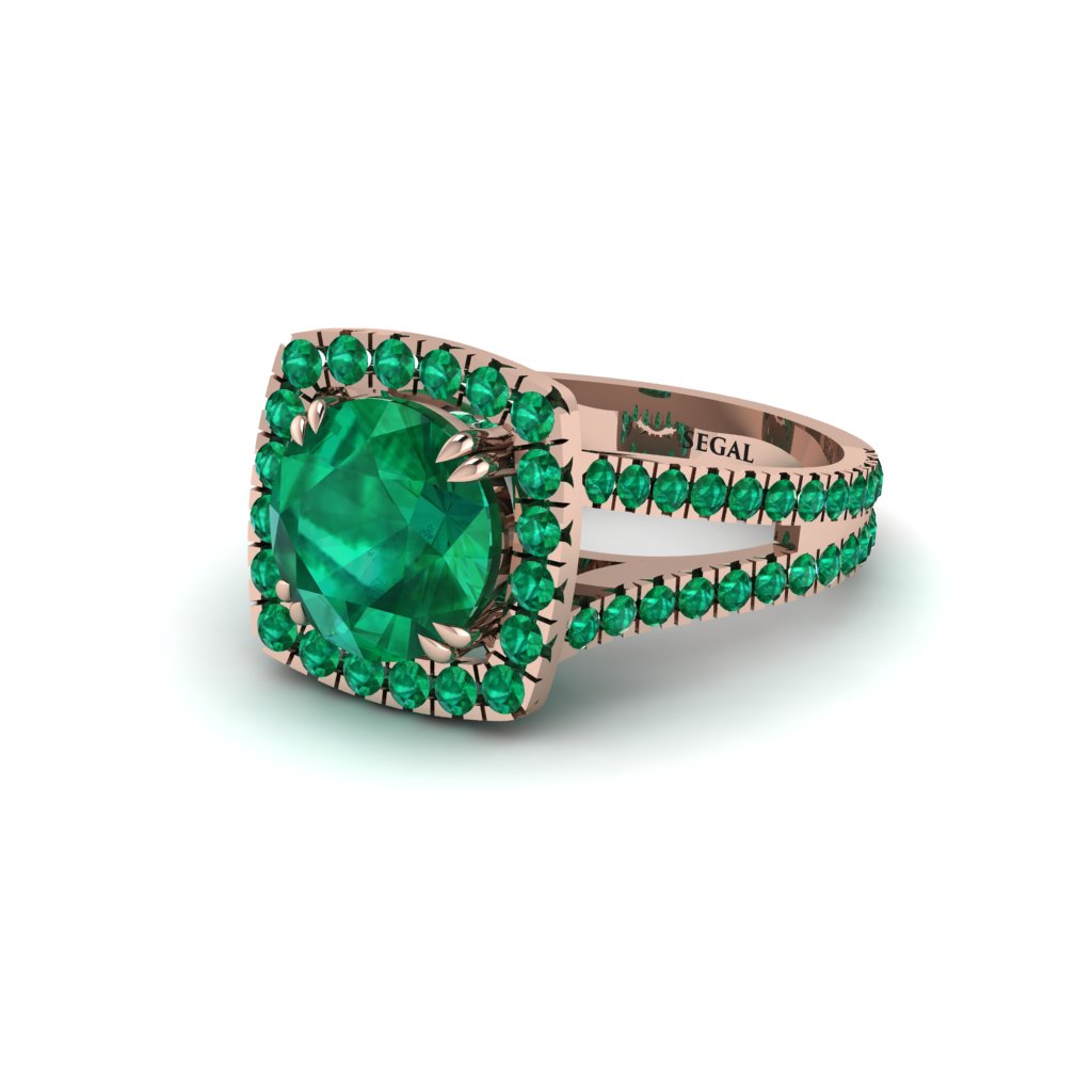 Emerald Pave Split Shank Engagement Ring - Averie No. 20