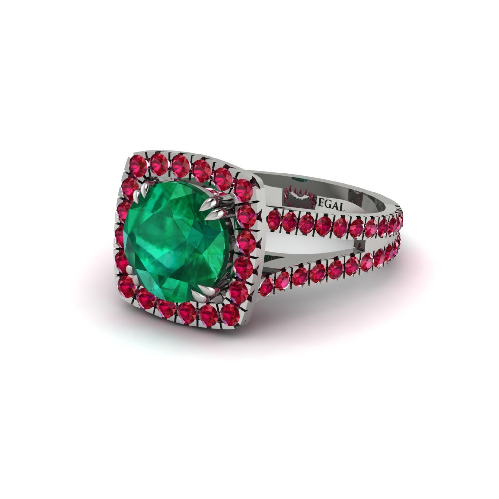 Emerald Pave Split Shank Engagement Ring - Averie No. 51