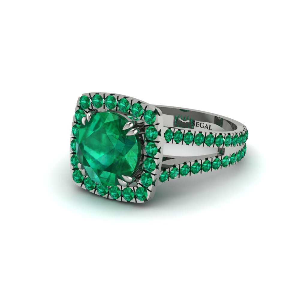 Emerald Pave Split Shank Engagement Ring - Averie No. 21