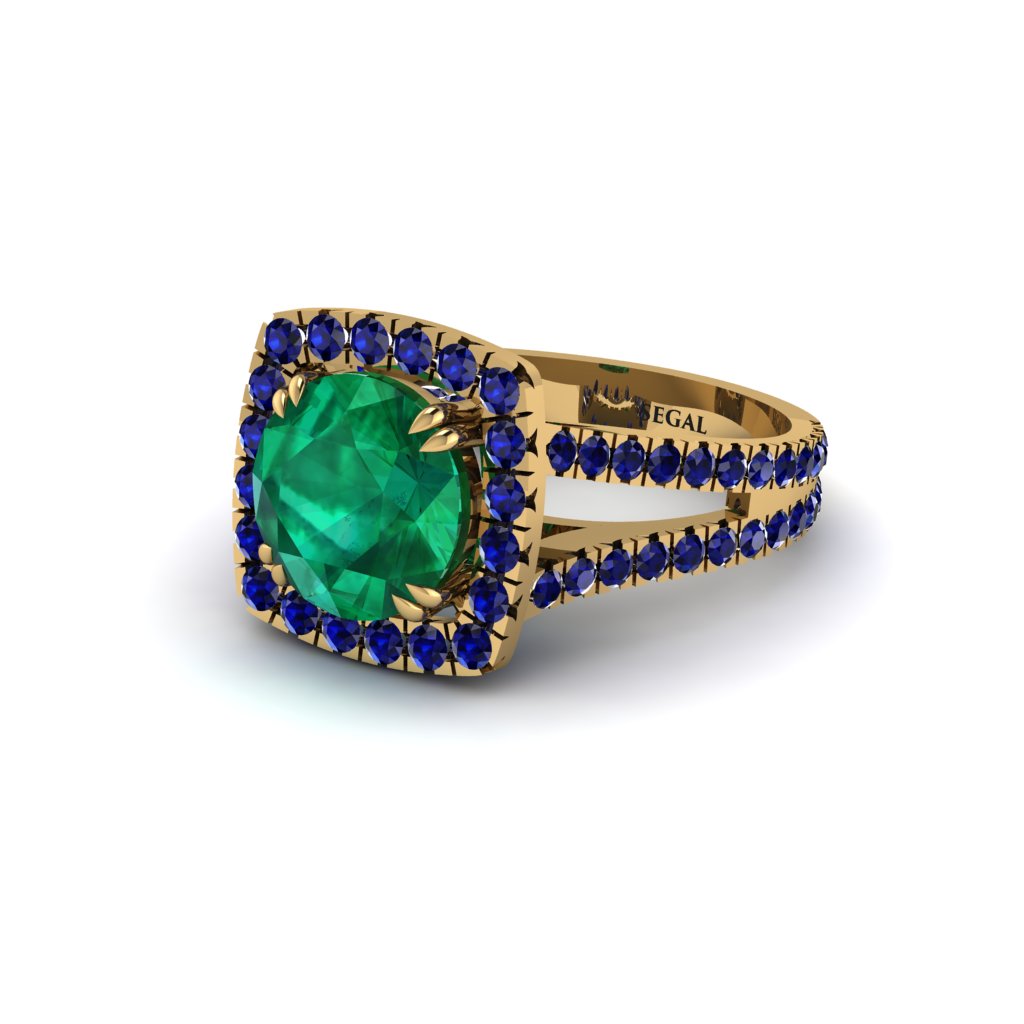 Emerald Pave Split Shank Engagement Ring - Averie No. 64