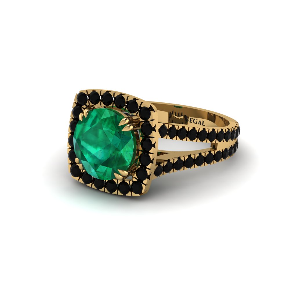 Emerald Pave Split Shank Engagement Ring - Averie No. 34