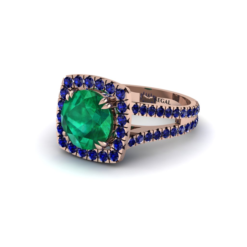 Emerald Pave Split Shank Engagement Ring - Averie No. 65