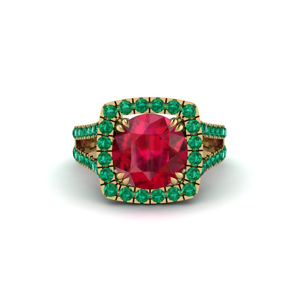 Ruby Pave Split Shank Engagement Ring - Averie No. 25