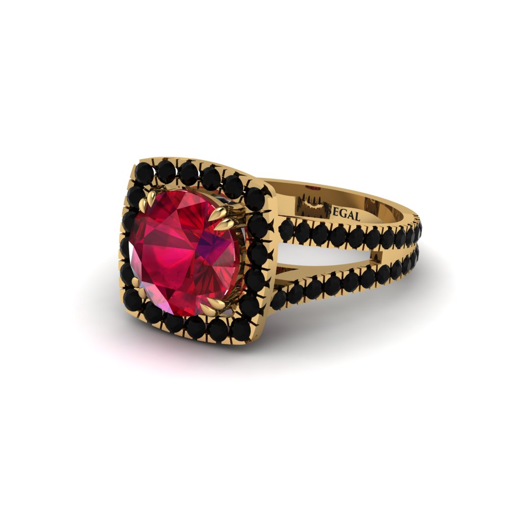 Ruby Pave Split Shank Engagement Ring - Averie No. 40