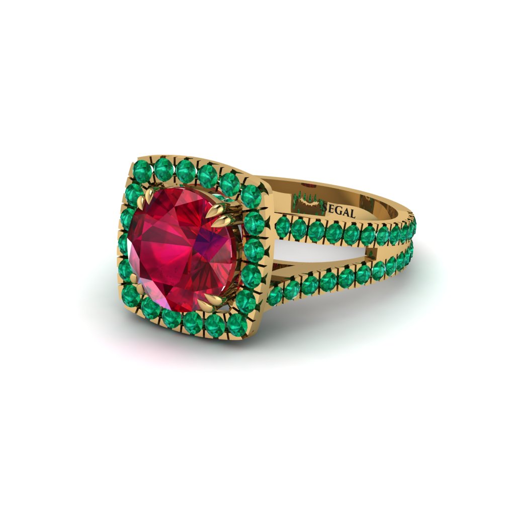 Ruby Pave Split Shank Engagement Ring - Averie No. 25