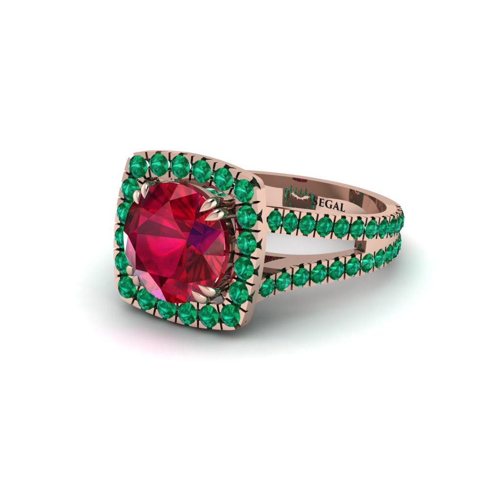 Ruby Pave Split Shank Engagement Ring - Averie No. 26