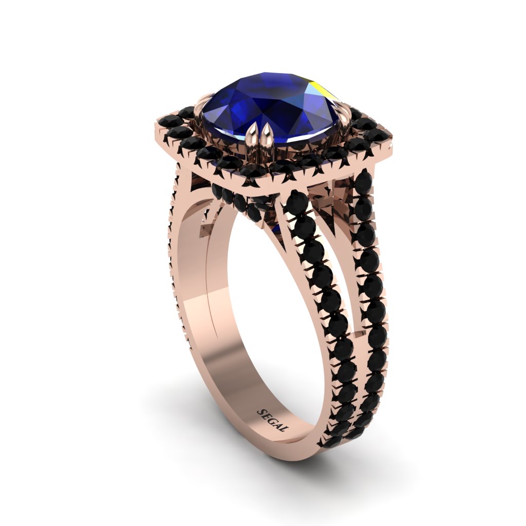 Sapphire Pave Split Shank Engagement Ring - Averie No. 44