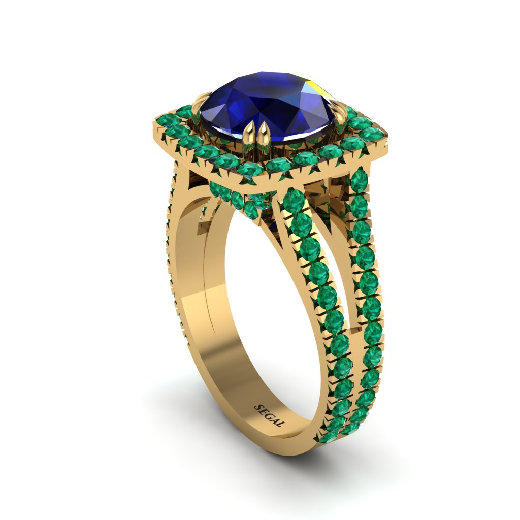Sapphire Pave Split Shank Engagement Ring - Averie No. 28