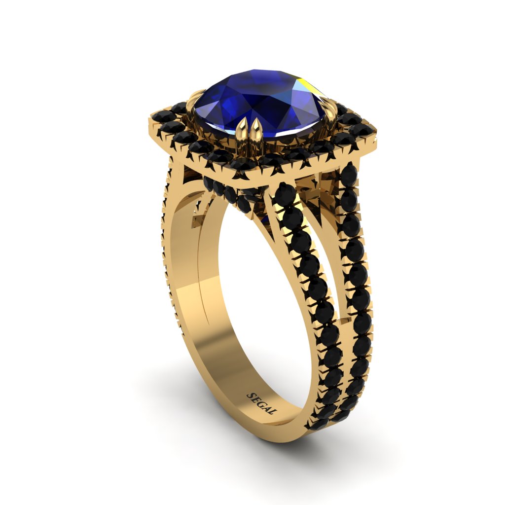 Sapphire Pave Split Shank Engagement Ring - Averie No. 43