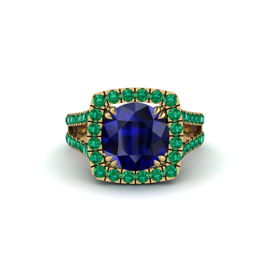 Sapphire Pave Split Shank Engagement Ring - Averie No. 28