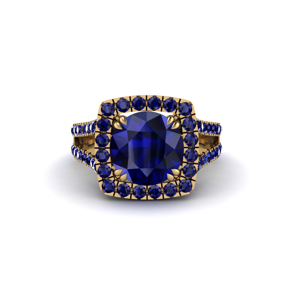 Sapphire Pave Split Shank Engagement Ring - Averie No. 73