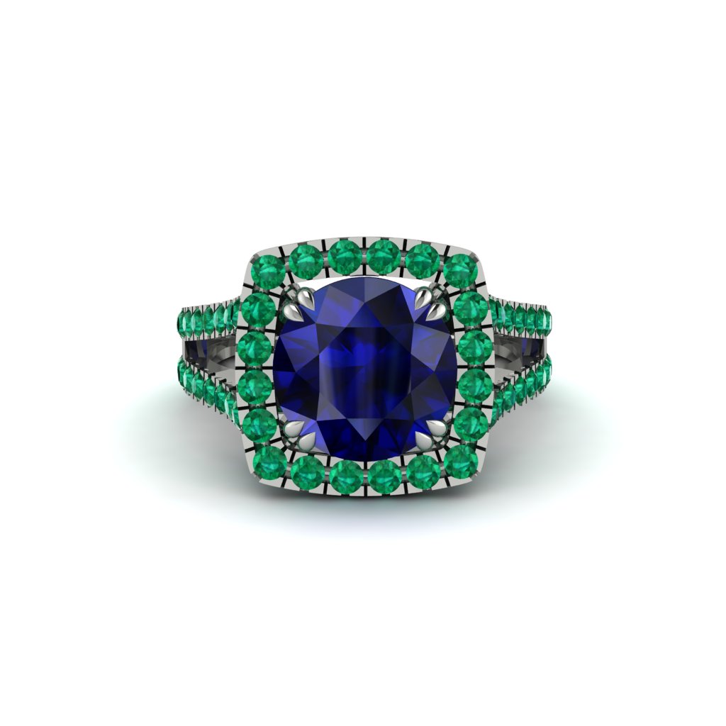 Sapphire Pave Split Shank Engagement Ring - Averie No. 30