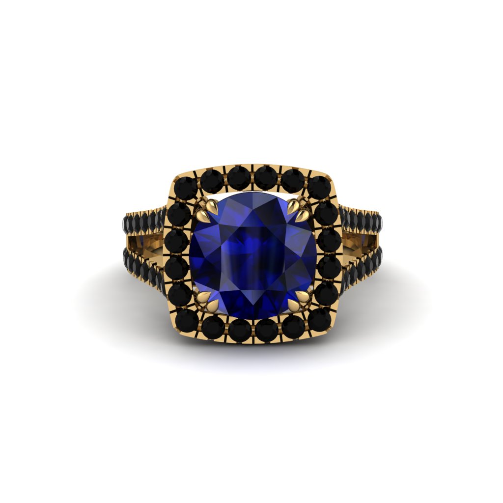 Sapphire Pave Split Shank Engagement Ring - Averie No. 43
