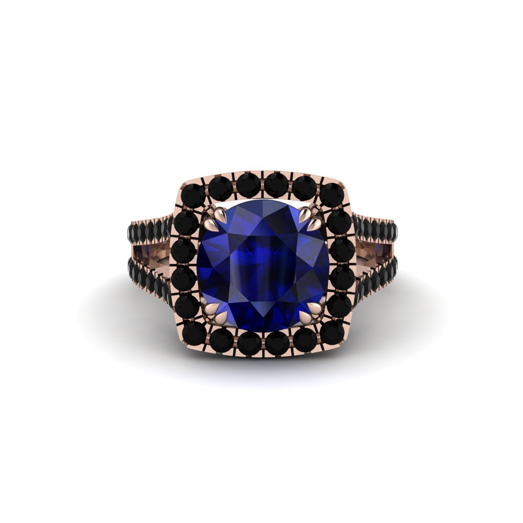 Sapphire Pave Split Shank Engagement Ring - Averie No. 44