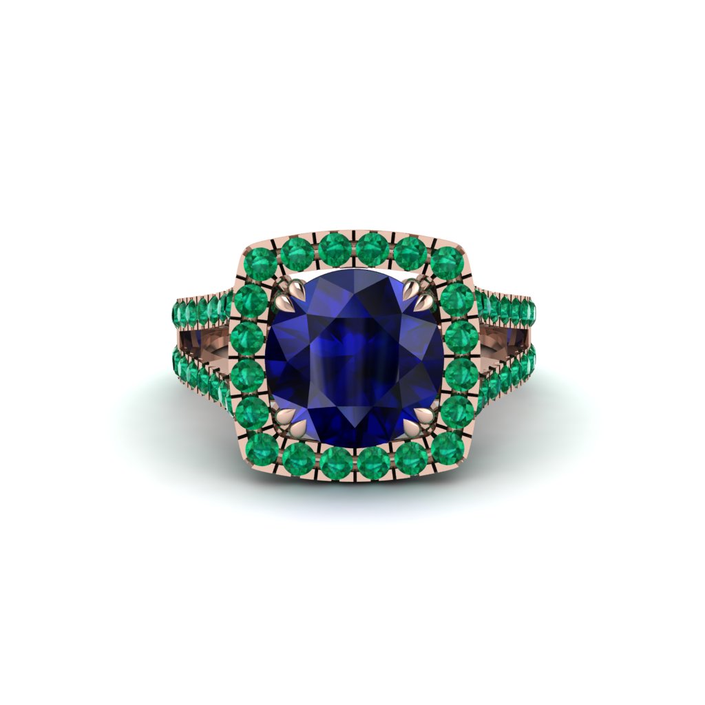 Sapphire Pave Split Shank Engagement Ring - Averie No. 29