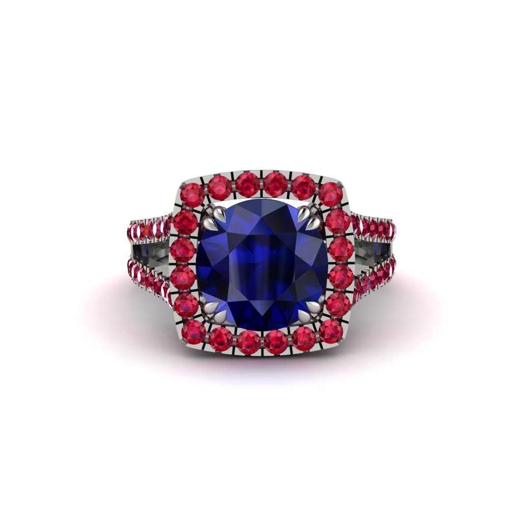 Sapphire Pave Split Shank Engagement Ring - Averie No. 60
