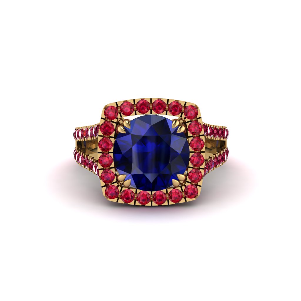 Sapphire Pave Split Shank Engagement Ring - Averie No. 58