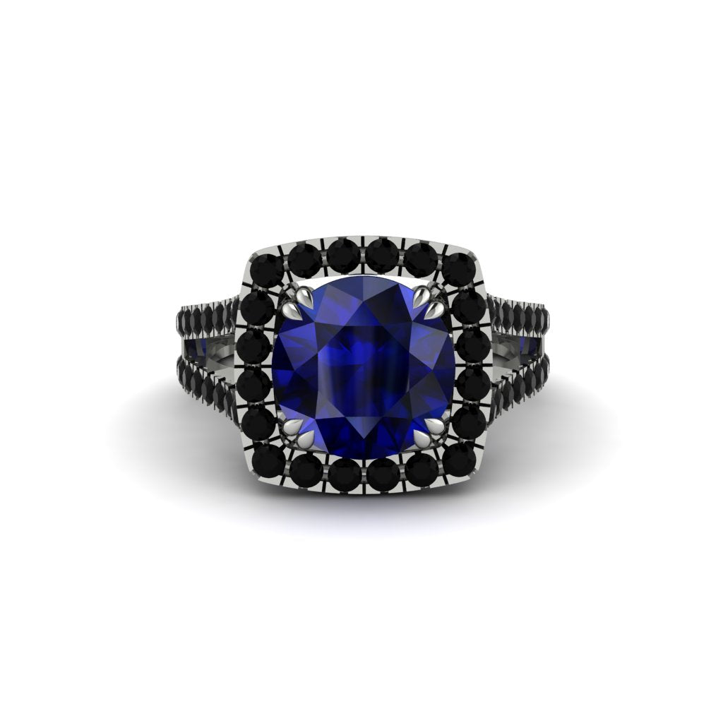 Sapphire Pave Split Shank Engagement Ring - Averie No. 45