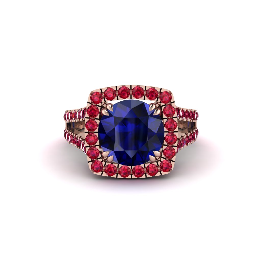 Sapphire Pave Split Shank Engagement Ring - Averie No. 59