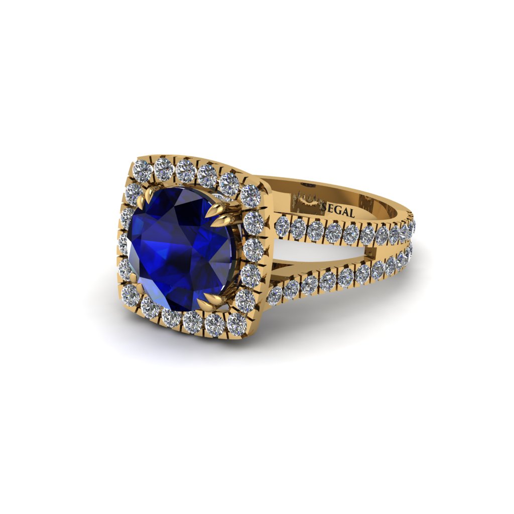 Sapphire Pave Split Shank Engagement Ring - Averie No. 13