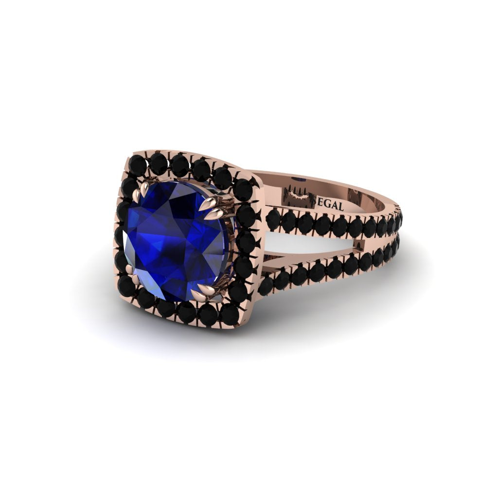 Sapphire Pave Split Shank Engagement Ring - Averie No. 44