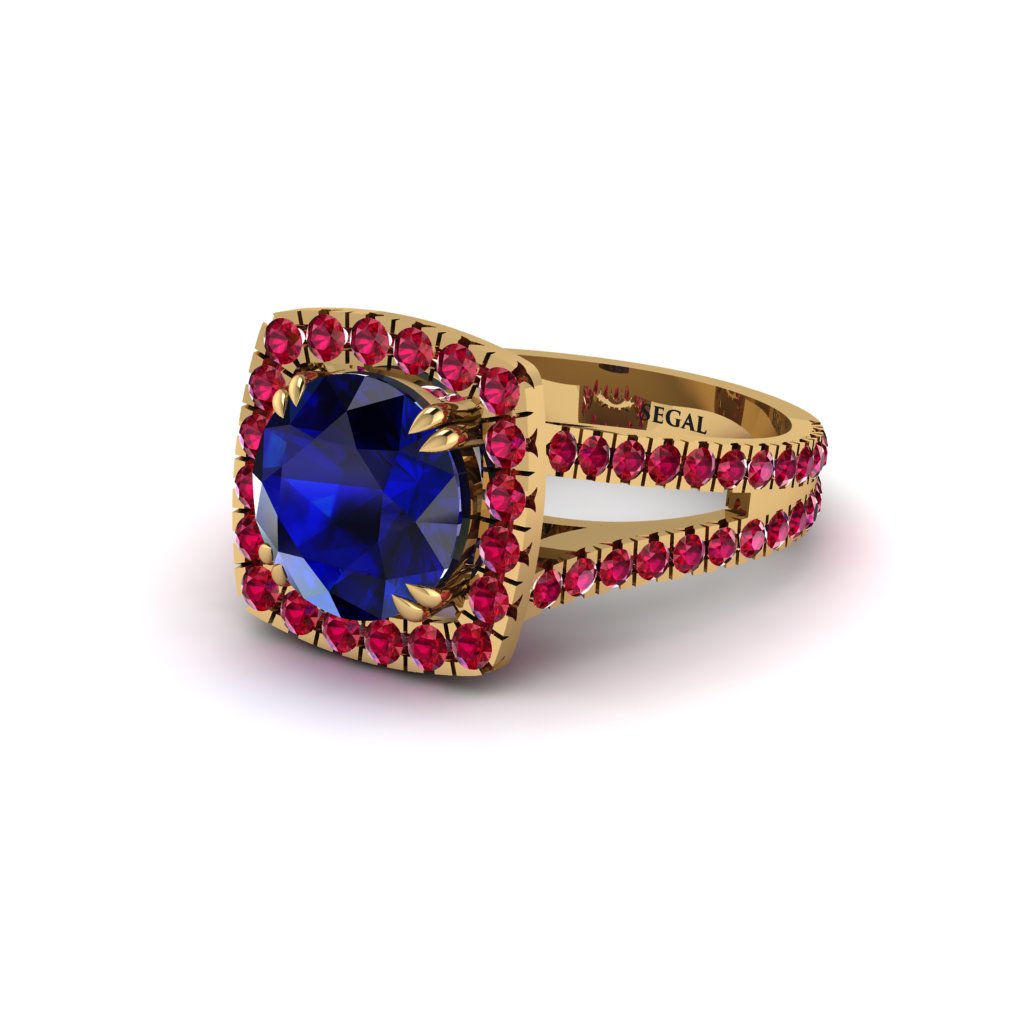 Sapphire Pave Split Shank Engagement Ring - Averie No. 58