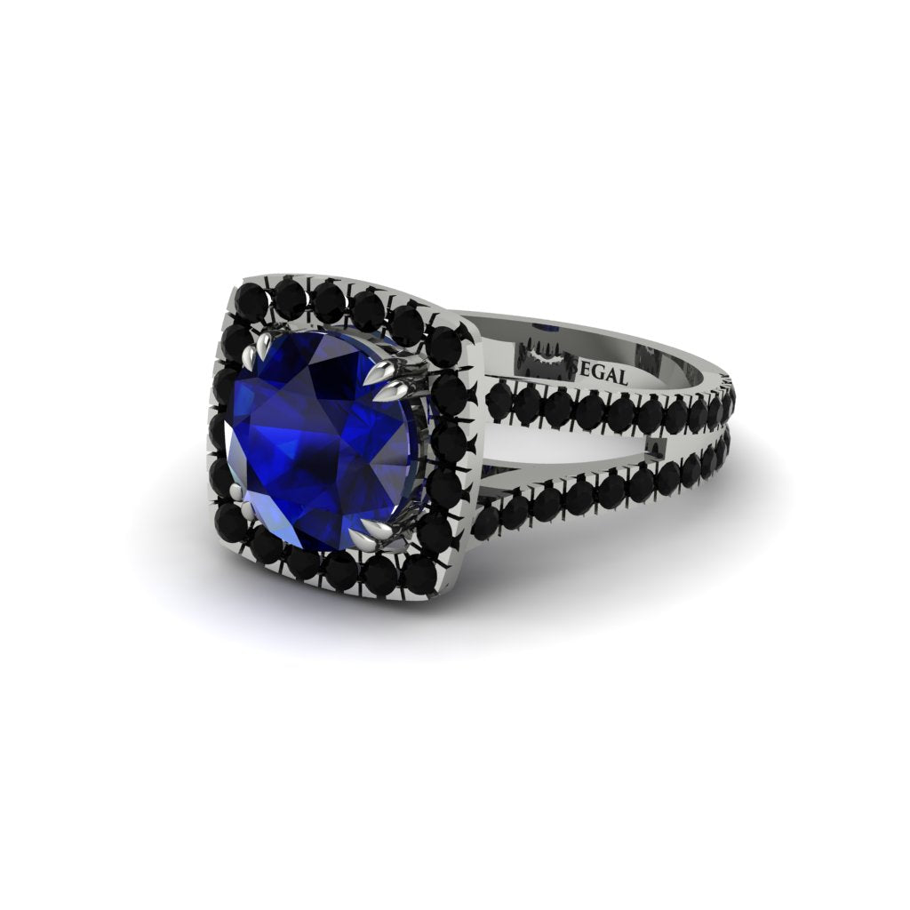 Sapphire Pave Split Shank Engagement Ring - Averie No. 45