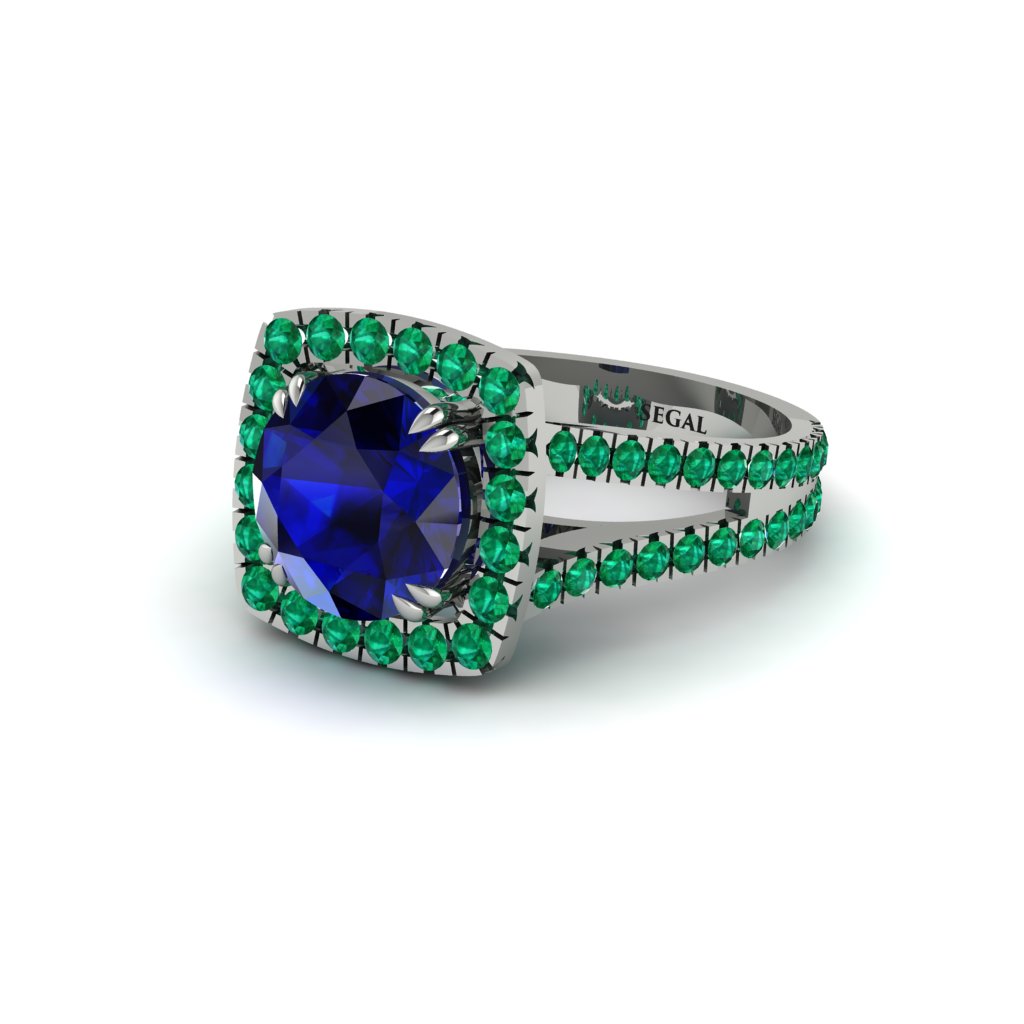 Sapphire Pave Split Shank Engagement Ring - Averie No. 30