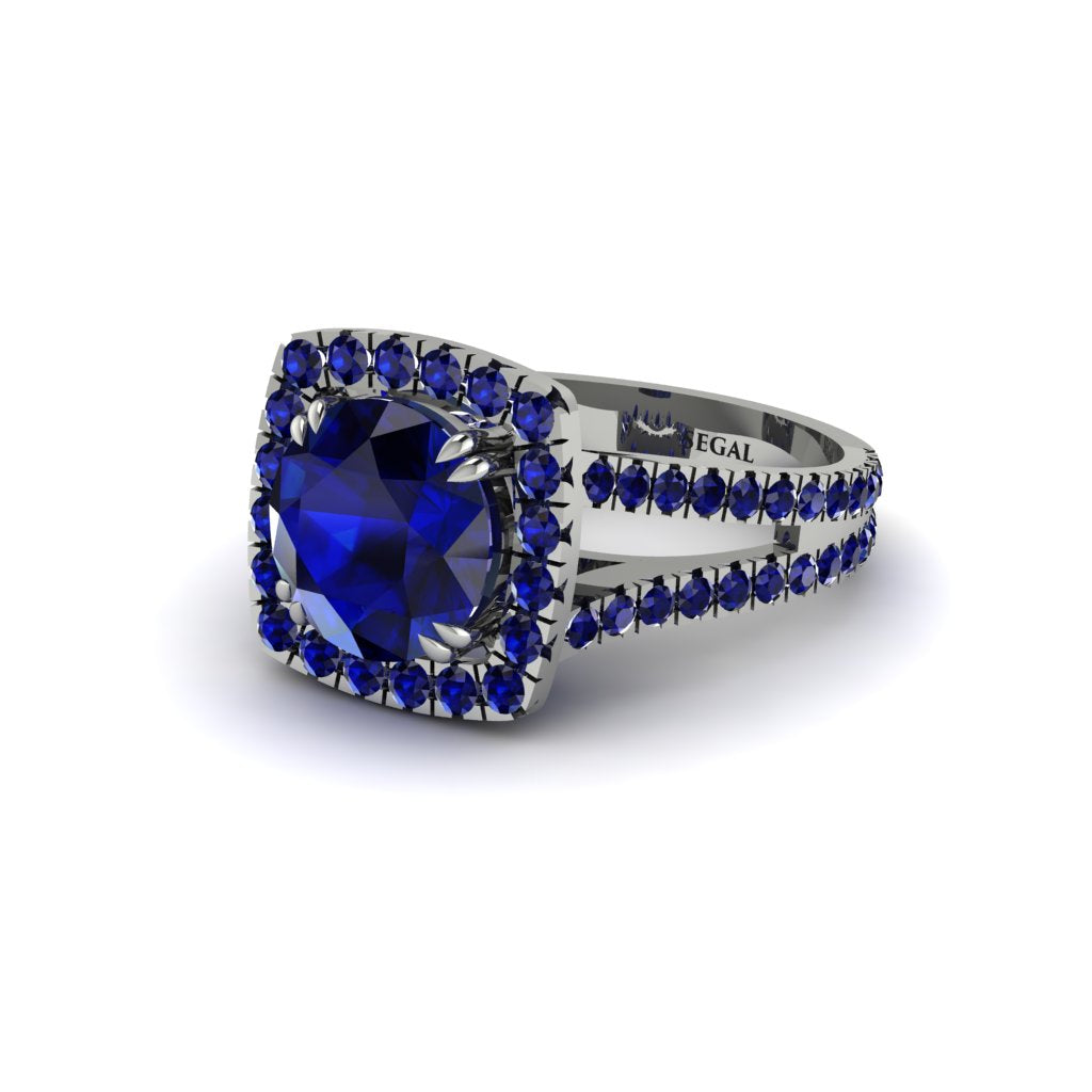 Sapphire Pave Split Shank Engagement Ring - Averie No. 75