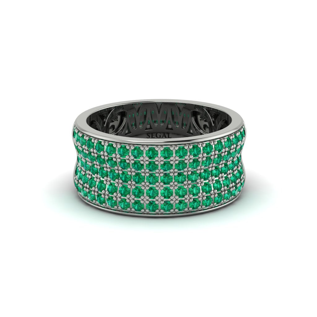 Emerald Pave Eternity Wedding Band - Mckinley No. 6