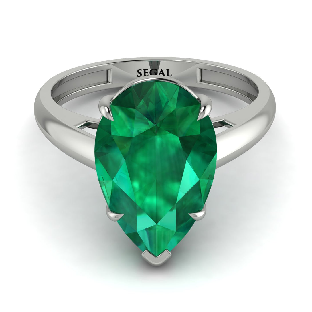 Pear Cut Emerald Solitaire Engagement Ring - Elle No. 6