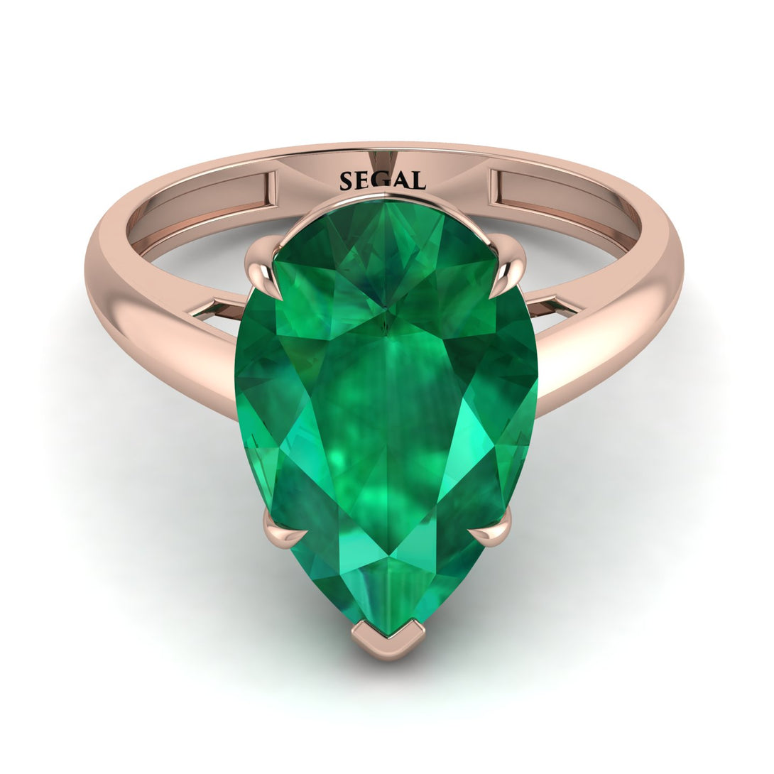 Pear Cut Emerald Solitaire Engagement Ring - Elle No. 5