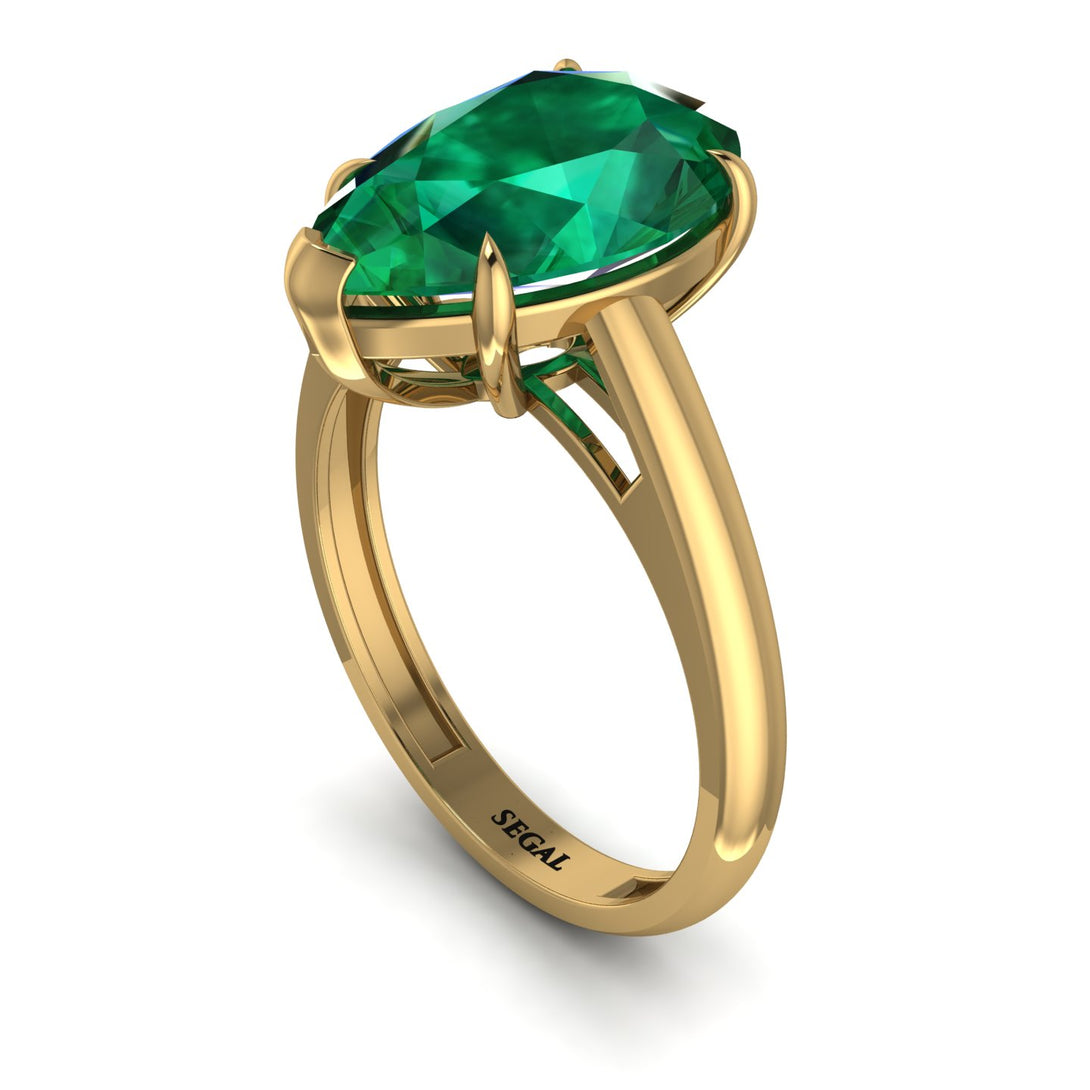 Pear Cut Emerald Solitaire Engagement Ring - Elle No. 4