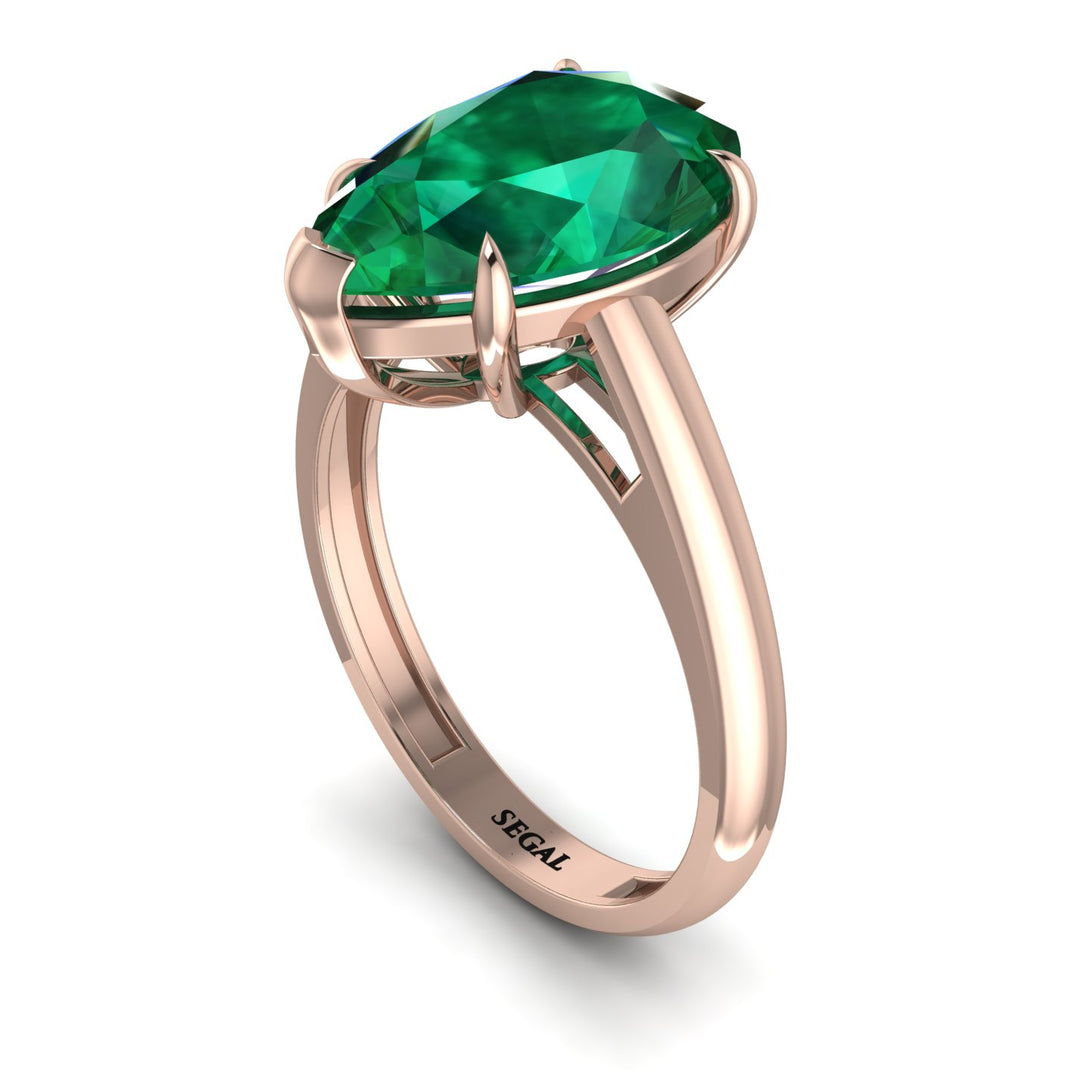 Pear Cut Emerald Solitaire Engagement Ring - Elle No. 5