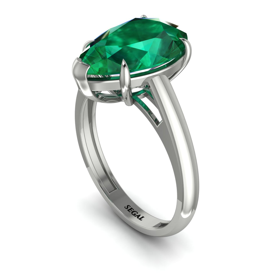 Pear Cut Emerald Solitaire Engagement Ring - Elle No. 6