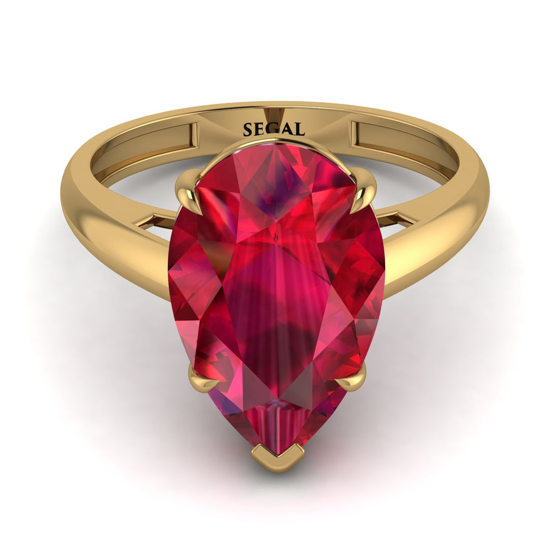 Pear Cut Ruby Solitaire Engagement Ring - Elle No. 10