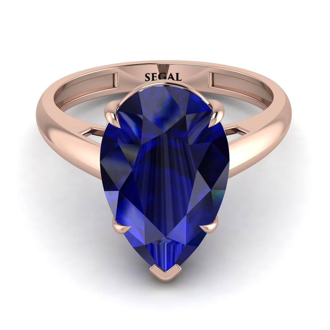 Pear Cut Sapphire Solitaire Engagement Ring - Elle No. 14