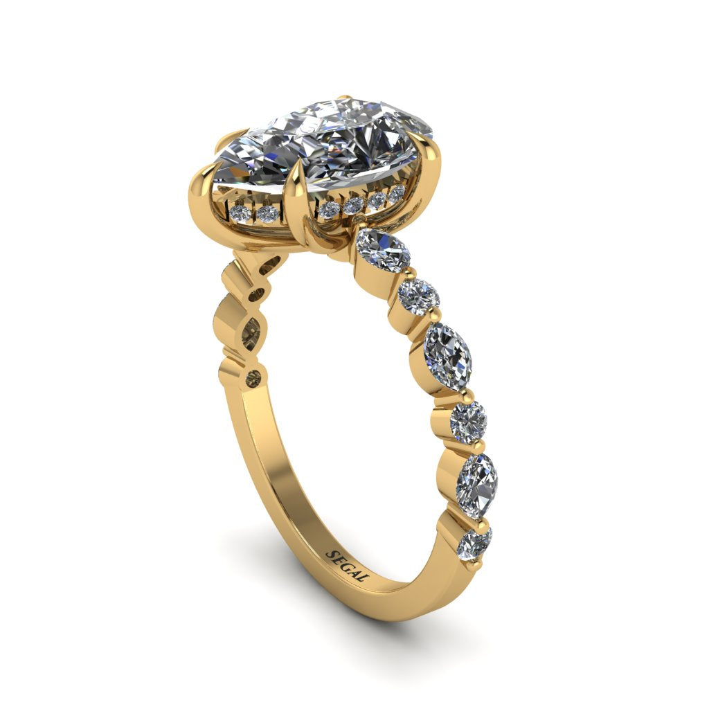 Pear-Cut Diamond Halo Engagement Ring - Nylah No. 1