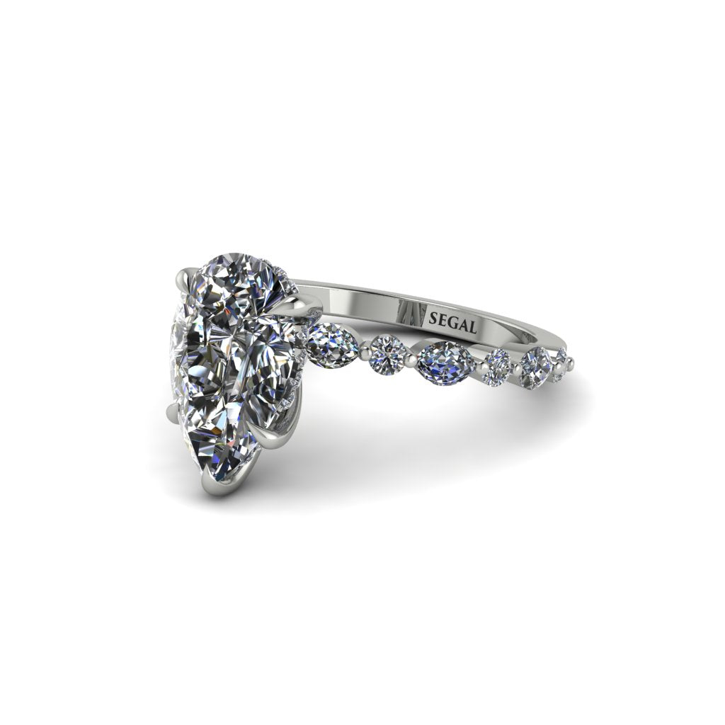 Pear-Cut Diamond Halo Engagement Ring - Nylah No. 3