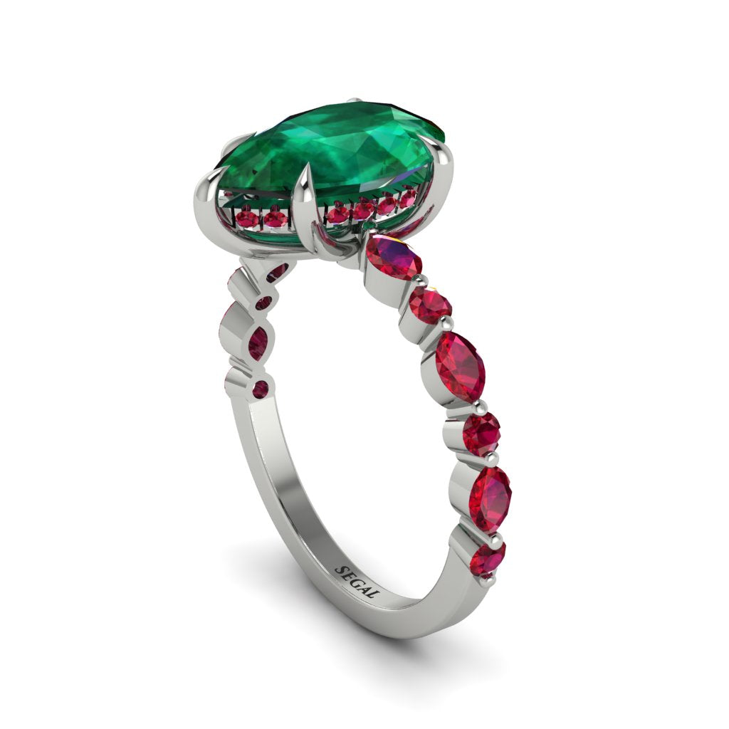 Pear-Cut Emerald Halo Engagement Ring - Nylah No. 51