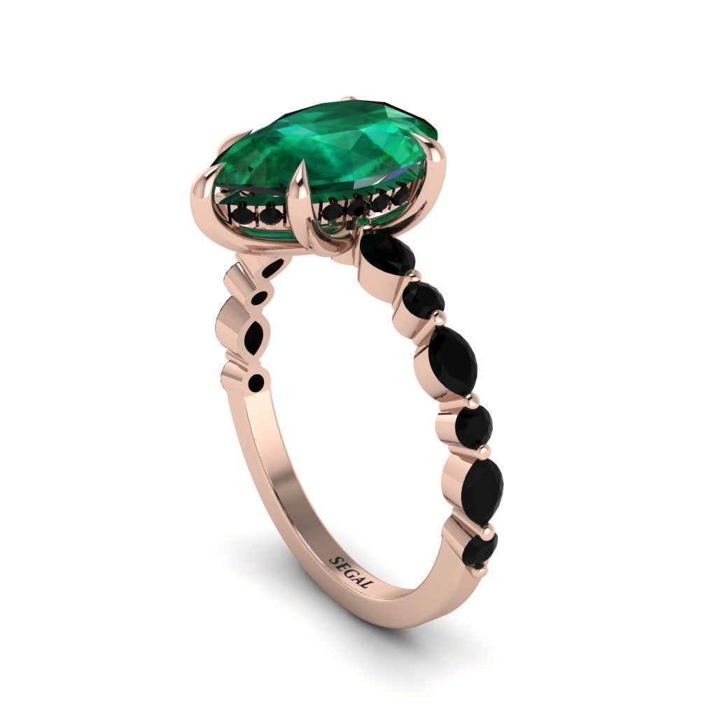 Pear-Cut Emerald Halo Engagement Ring - Nylah No. 35