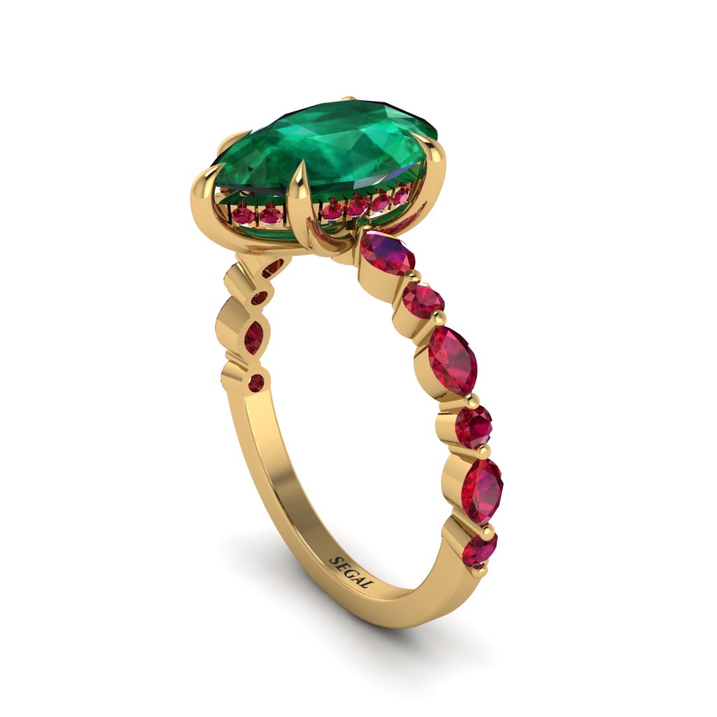 Pear-Cut Emerald Halo Engagement Ring - Nylah No. 49